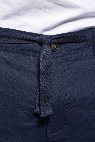 Regular Fit Linen Drawstring Trousers